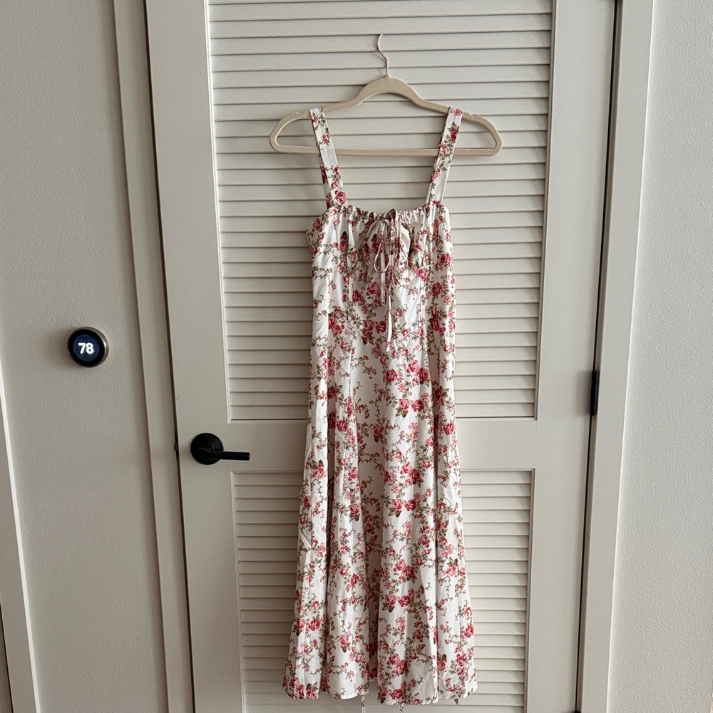 Commense Floral Midi Dress - White and Pink